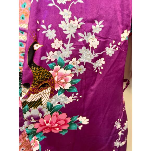 Duster or robe purple peacock floral pattern free size boho maximalist pink - Picture 6 of 7